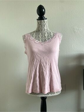 Karen Scott Blush Pink Lace-Trim Camisole